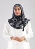 Florya Black-Printed Plus Crinkled Chiffon