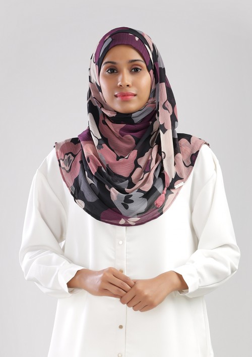 Purpalia-Printed Plus Crinkled Chiffon