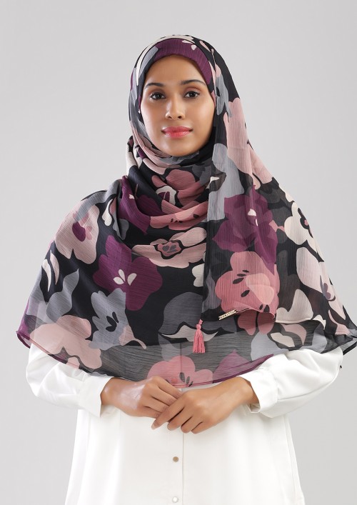 Purpalia-Printed Plus Crinkled Chiffon