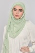 Pastel Green - Plain Mosaic Butti Chiffon (NEW STYLE)