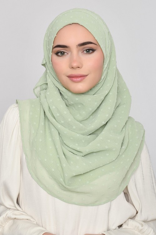 Pastel Green - Plain Mosaic Butti Chiffon (CLASSIC)