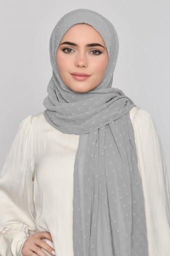 Stone Gray - Plain Mosaic Butti Chiffon (NEW STYLE)