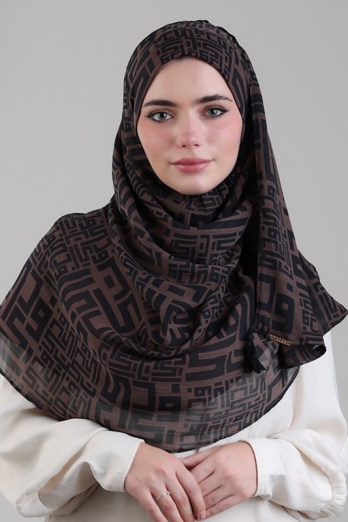 Monogram Brown - Printed Plus Crinkled Chiffon (CLASSIC)