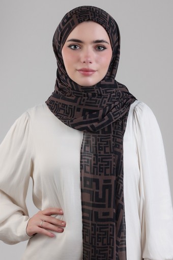 Monogram Brown-Printed Plus Crinkled Chiffon (NEW STYLE)