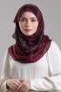 Bibi Khanym Maroon-Printed Plus Crinkled Chiffon With Foil