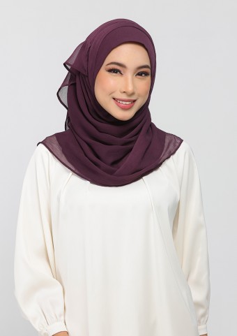 Aubergine - Plain Crinkled Chiffon