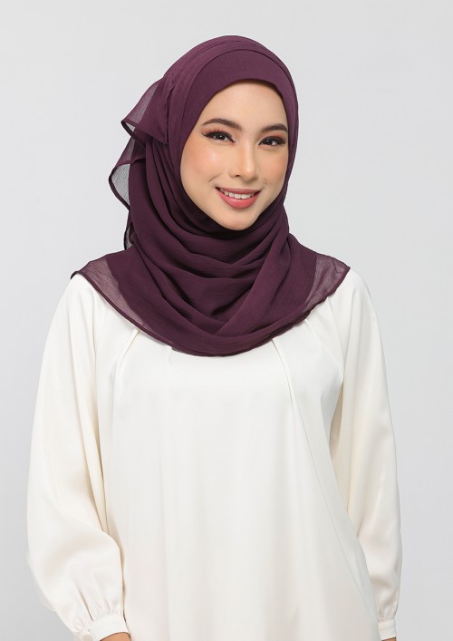 Aubergine - Plain Crinkled Chiffon