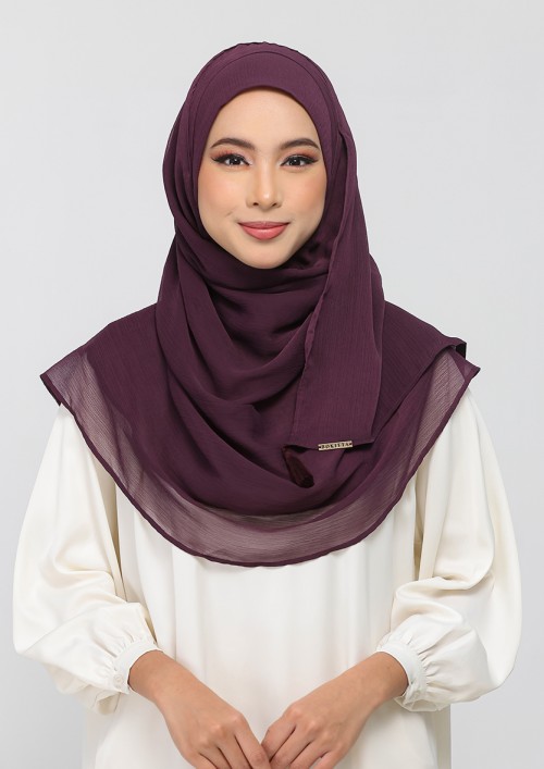 Aubergine - Plain Crinkled Chiffon