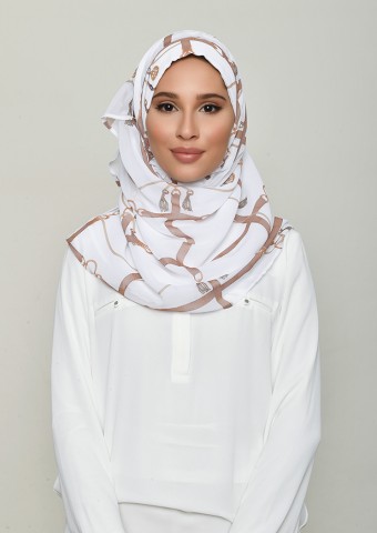 Buckle White-Printed Georgette