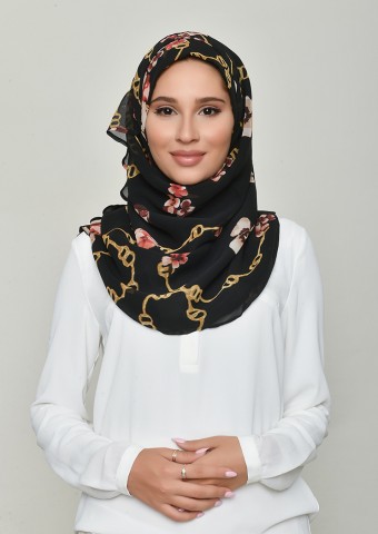 Chains Black-Printed Georgette