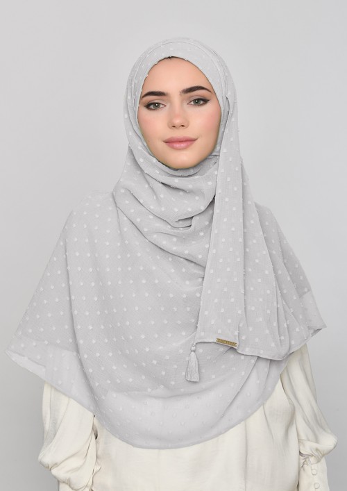 Cool Gray-Plain Mosaic Butti Chiffon