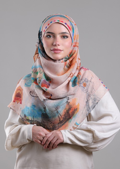 Dubai-Printed Crinkled Chiffon