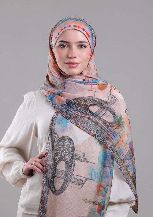 Dubai-Printed Crinkled Chiffon