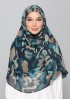 Emerald Camouflage-Printed Plus Crinkled Chiffon