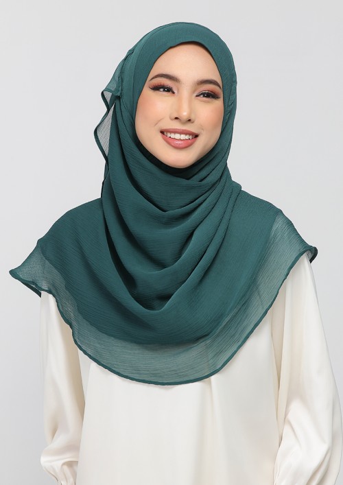 Forest green-Plain Crinkled Chiffon