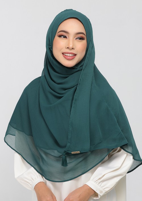 Forest green-Plain Crinkled Chiffon