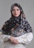 Hassan II Black-Printed Plus Crinkled Chiffon With Foil