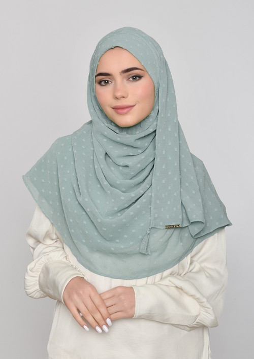 Herb Green-Plain Mosaic Butti Chiffon