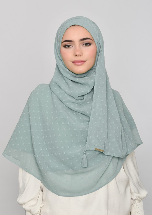 Herb Green-Plain Mosaic Butti Chiffon