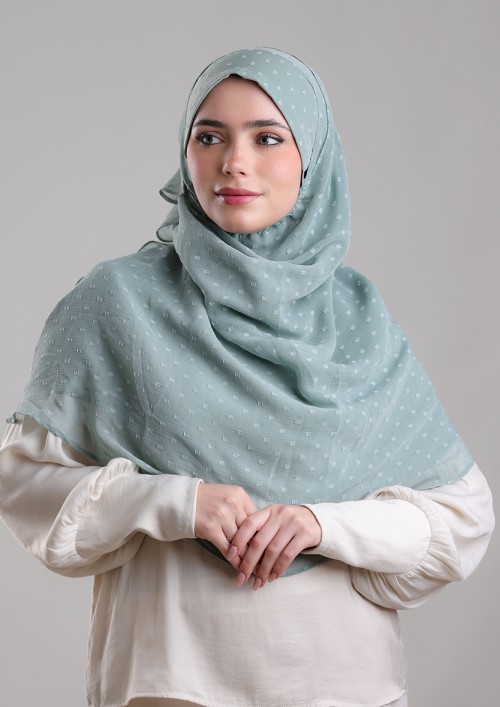 Herb Green-Plain Mosaic Butti Chiffon