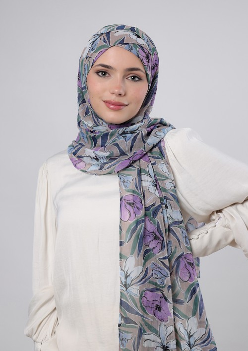 Lavender Dreams - Printed Crinckled Chiffon (NEW STYLE)