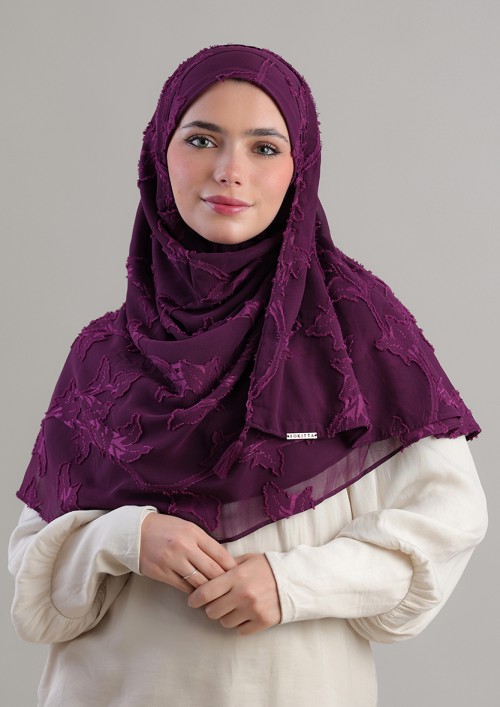 Grape Leaves-Plain Jacquard Chiffon