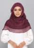 Monogram Maroon-Printed Plus Crinkled Chiffon