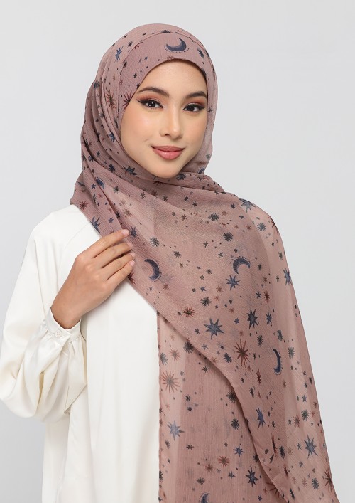 Najma-Printed Plus Crinkled Chiffon With Shimmer