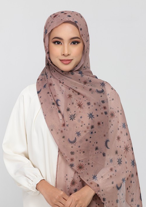 Najma-Printed Plus Crinkled Chiffon With Shimmer