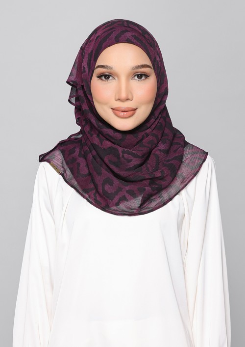 Plum Waves-Printed Plus Crinkled Chiffon