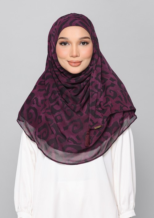 Plum Waves-Printed Plus Crinkled Chiffon