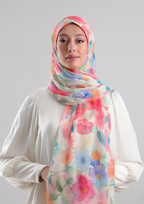 Poppy Picnic-Printed Pluc Crinkled Chiffon