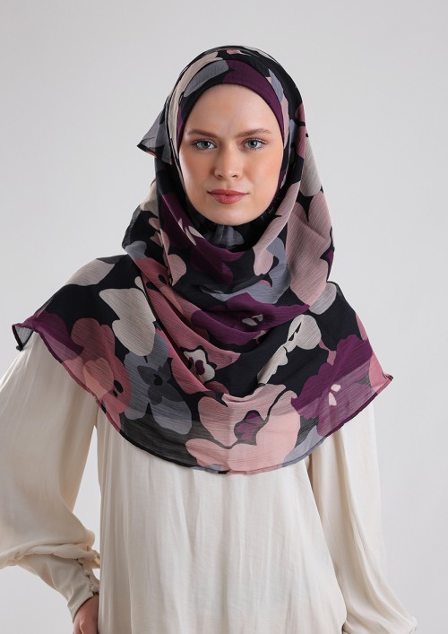 Purpalia-Printed Plus Crinkled Chiffon