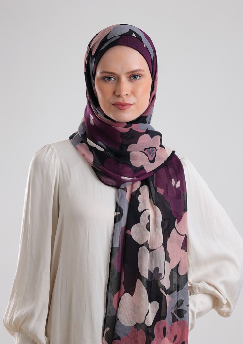 Purpalia-Printed Plus Crinkled Chiffon