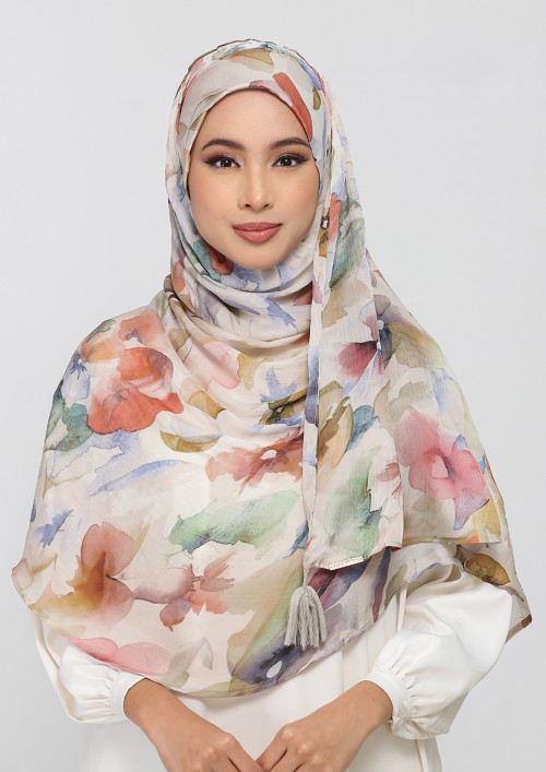 Rawda-Printed Plus Crinkled Satin Chiffon