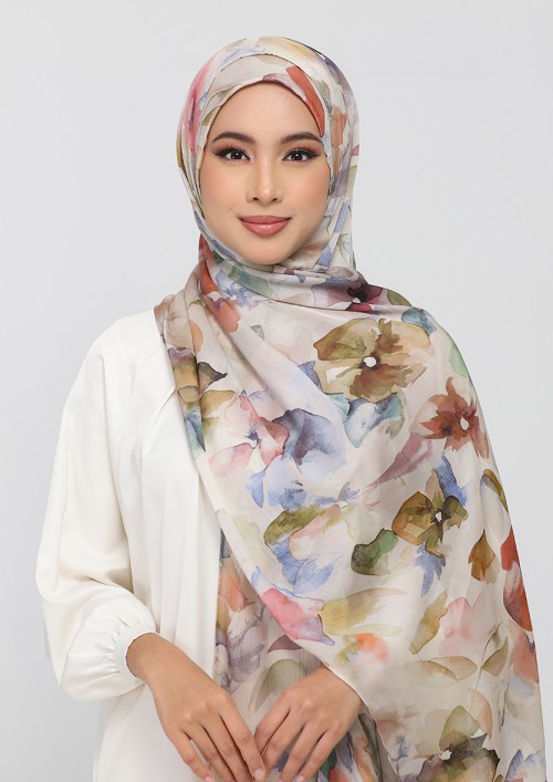 Rawda-Printed Plus Crinkled Satin Chiffon