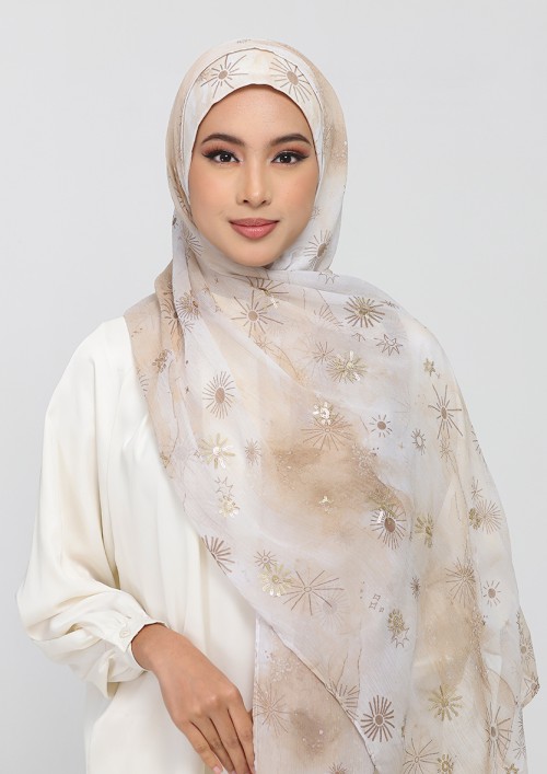 Shams-Premium Printed Plus Chiffon With Sequins