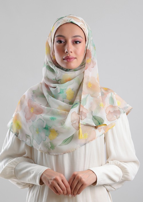 Zesty Blossom-Printed Plus Crinkled Chiffon