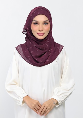 Sparkles Burgundy-Printed Plus Crinkled Chiffon  Sparkles Burgundy-Printed Plus Crinkled Chiffon